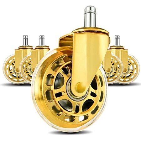 Ipower LPHY Metal Office Chair Caster 3 inch Gold, 5 Pack, 5PK FNCASTOFFICEMETAL3GLDX5